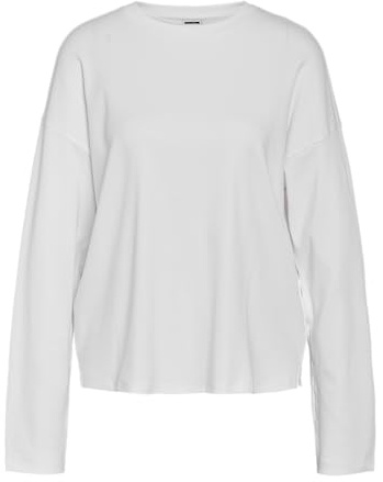 NOISY MAY Damen Nmmocca L/S Regular Fit Top JRS FWD Noos, Bright White, XS EU