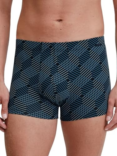 CALIDA Grafic Cotton Boxershorts Herren, aus 100% hochwertiger Baumwolle, mit stoffüberzogenem Gummibund schwarz 58-60
