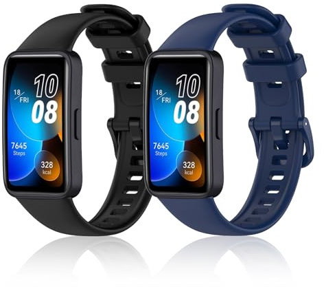 aceyoon 2 Pack Bracelets pour Huawei Band 8 / Band 9 Sport Bracelet de Remplacement en Silicone Soft Compatibles avec Huawei Band 8 / Huawei Band 9 pour Homme Femme (Noir+Bleu)