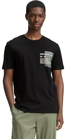 Tom Tailor Denim Herren Basic T-Shirt mit Logo-Print