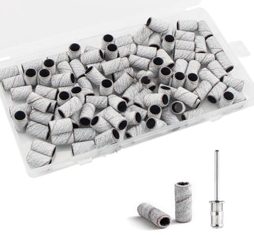 100Ps Small Sanding Bands for Nail Drill, 180/240 Fine Grit Sanding Bands Nail Drill Bits, Electric Nail File 3/32” Professional Bits Cuticle (180 Grit)