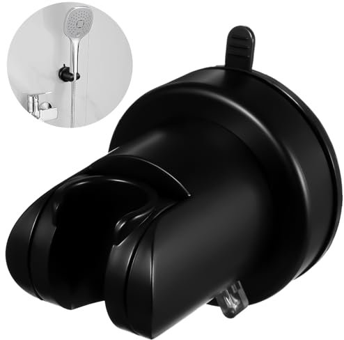 Suction Cup Shower Head Holder, Adjustable Relocatable Shower Handle Wand Hose Holder Wall Mount Bathroom Accessories for Installation On Smooth Surfaces(Black)