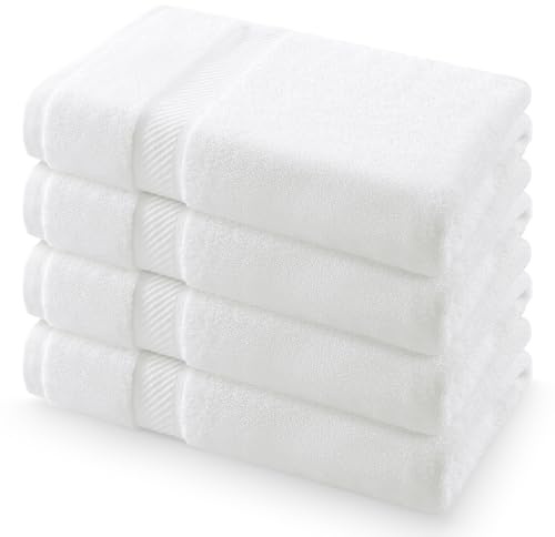 Homaxy Handtücher Set 4er-Pack, Weiß | 4 Handtücher 50x100 cm| 100% Baumwolle, 500g/m², OEKO-TEX Zertifiziert, Weich&Saugstark, Pflegeleicht, Vielseitig Einsetzbar