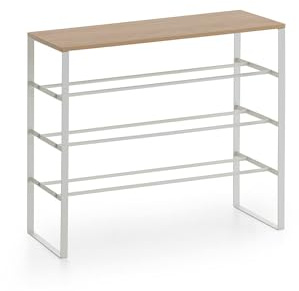 xonox.home – Schuhregal 66x61x25 cm in Weiß und Artisan Eiche Nachbildung – Flurmöbel mit 4 offenen Fächern für ca. 16 Paar Schuhe – Modern, stilvoll & vielseitig einsetzbar
