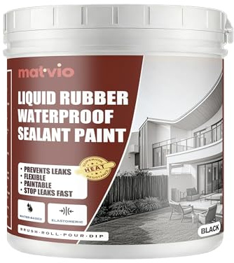Black Liquid Rubber Waterproof Coating, 1KG | Industrial Grade Foundation & Flat Roof Sealant | Waterproofing Membrane for Concrete, Wood & Metal | UV Resistant | Leak Repair Paint