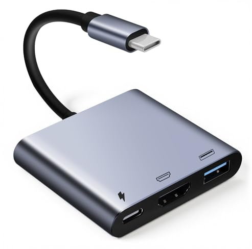 [Apple MFi-Zertifiziert] Multiport Adapter USB-C mit HDTV 4K UHD, 3-in-1 USB C Hub mit USB 3.0 & 100W PD für MacBook, iPad Pro/Air, Surface, Laptop und iPhone 15/16/17
