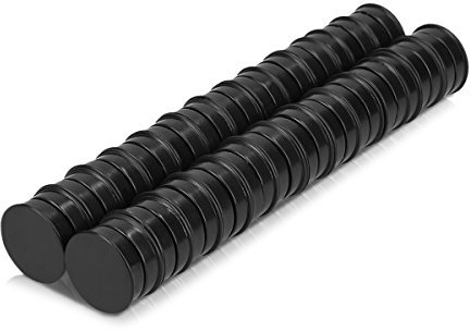 HSM 50 x Magnete in Schwarz mit 24mm - runde Haftmagnete für Whiteboard Kühlschrank Magnettafel Magnetwand u.v.m.