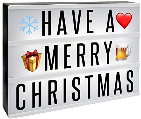 A4 Cinematic Lightbox | Includes 205 Letters & Emoji | Illuminated Light Up Box Sign | Battery or USB Powered | Party Decoration | Message Box | Pukkr