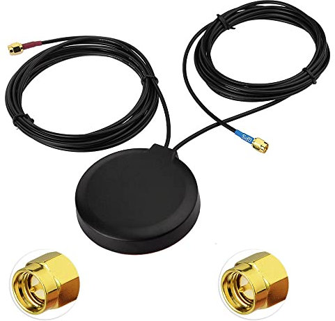 Superbat GPS + 4G LTE MIMO Mobilfunk Kombi Antenne mit 3 m SMA Stecker RG174 Kabel für Auto GPS Navigationssystem 4G GPS Ladestation IBR900/1700 Sierra Industrie Gateway Modem Mobiler Router