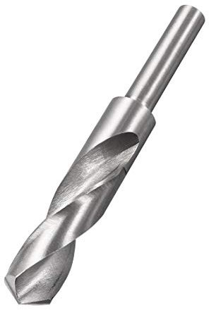 sourcing map Foret Hélicoïdal Mèche 21 mm à Queue Réduite Tige en Acier Haute Vitesse HSS 4241 avec Tige Droite de 1/2 pouce Argent