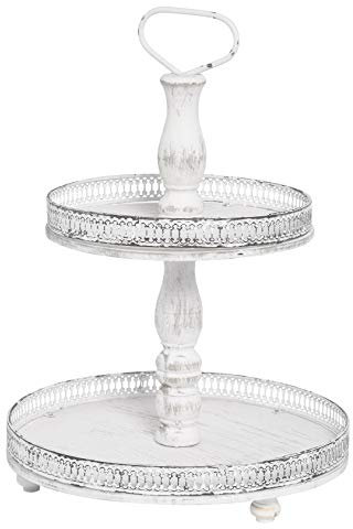 Posiwio dekorative große Deko-Etagere Metall-Etagere Küchen-Etagere 2-stufig Metall Vintage Landhaus Stil