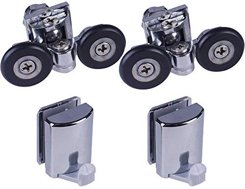 YUANQIAN 4 x Duschtürhaken, Führungen/Rollen/Räder/Schienen, Durchmesser 25 mm (2 Rollen 25 mm 2 Haken)