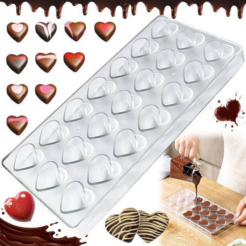 WiDream Plastica Cioccolatini Stampo, Stampo per Cioccolato in Policarbonato Trasparente, Stampo Trasparente Fai da te, 21 Buche, per Dolci, Torte Nuziali o di Compleanno Fai da te (a Forma di Cuore)