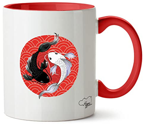 Hippowarehouse Japanese Koi carp yin yang Fish Printed Mug Various Colour Options Ceramic Cup Kitchenware 11oz