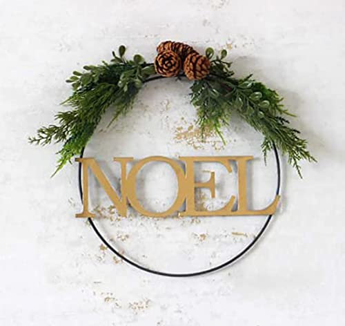 Marco Paul Artificial Christmas Noel Wreath Garland Letter 3d Plaque Hanging Christmas Welcome Sign Decor Ornament Farmhouse Rustic Gold Christmas Tree Fireplace Window Decoration Large 30cm