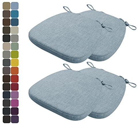 Kimgull 4er Set Stuhlkissen mit Bändern Bequeme Waschbare Rutschfestes Sitzkissen Ideal für zu Hause und Gartendekoration, viele Farben und Größen zur Auswahl (40x38x5CM Himmelblau)