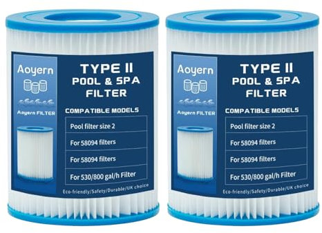 Aoyern Filter Größe 2, Poolfilter Größe 2 für 58383 Filter, Filterkartuschen Gr. II für Flowclear (2 Stück)