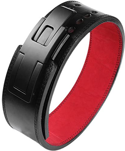 HYXSHOP Ceinture D'haltérophilie Hommes Squat Deadlift Cuir Taille Soutien Puissance Haltérophilie Levier Boucle Réglable Dos Soutien Poids Ceinture (Color : Black, S : 80-95cm)
