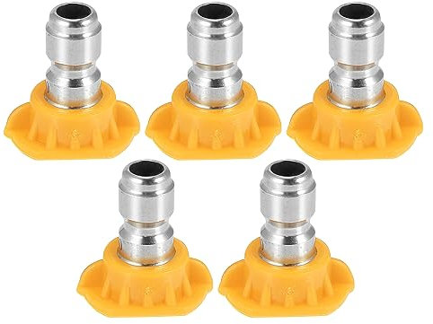 X AUTOHAUX 15 Degrees High Pressure Washer Spray Nozzle Connector Yellow 5 Pcs