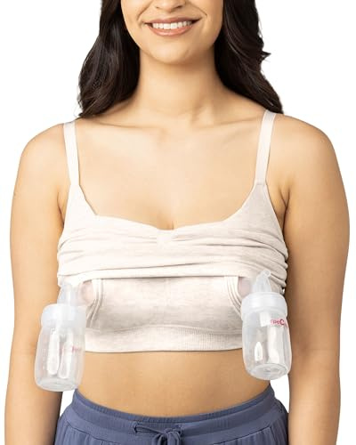Kindred Bravely Sublime Sleep Pumping Bra Hands Free, Adjustable Pumping & Nursing Bra with EasyClip for All Breast Pumps (Oatmeal Heather, Large)