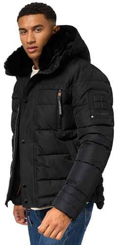 STONE HARBOUR Winterjacke warme Steppjacke mit Abnehmbarer Kapuze Witaas Black Gr. L