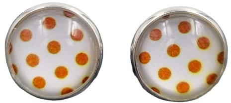 Stechschmuck Ohrstecker Handmade Ohrclips Ohrklemmen Punkte Polka Dots 50er Jahre Gold Weiß Silber Farben Damen Kinder Kitsch Kawaii 1 Paar Größe Wählbar (Ohrstecker 10mm)