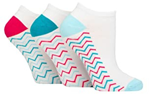 SockShop Wildfeet Ladies Plain, Patterned and Contrast Heel Bamboo Trainer Socks Pack of 3