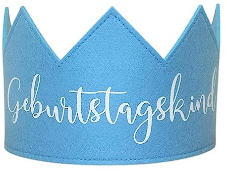 Bada Bing Geburtstagskrone Filz - graue Filzkrone mit weißem Schriftzug Geburtstagskind - verstellbare Krone für Kinder und Erwachsene - Stoffkrone als Stirnband Geburtstag Kindergeburtstag 20