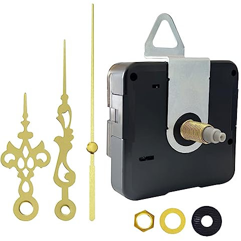 DEEWISH Quarz Uhrwerk für DIY-Wanduhren, batteriebetriebener Ersatz Mechanismus, Gesamtschaftlänge 20 mm (25/32 Zoll), goldene Zeiger B