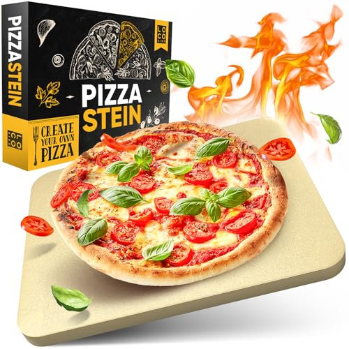 Loco Bird Pizzastein für Backofen & Gasgrill - Pizzastein rechteckig 38x30cm - Pizza Stone aus Cordierit für knusprigen Pizzaboden wie vom Italiener