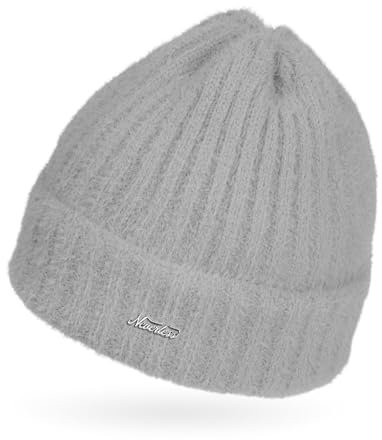 Neverless® Damen Mütze Herbst Strick-Beanie ungefüttert mit Umschlag einfarbig Uni Hellgrau Unisize