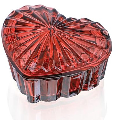 H&D Hyaline&Dora Joyero de cristal con forma de corazón para mujeres y niñas (burdeos)