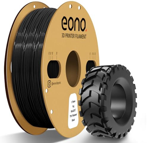 EONO 95A TPU Filament 1,75 mm, Flexibles Weiches TPU Filament 1 kg (2,2 lbs), Maßgenauigkeit +/- 0,03 mm für FDM Drucker, Schwarz