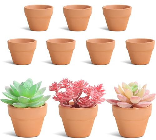 Lucywey 10 Unidades Mini macetas de Barro de Terracota, macetas pequeñas de Terracota de 5 cm, macetas suculentas de Terracota, Mini macetas de Barro, macetas de Cultivo, Mini macetas para decoración
