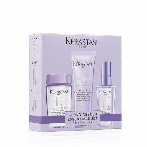Kérastase Absolutes Blond Absolut, Hydration & Glanz, Shampoo für das Bad Licht + Cicaflash Pflege + Cicaextreme-Öl, Hyaluronsäure, gebleichte oder gesträhnte blonde Haare, Reisegröße