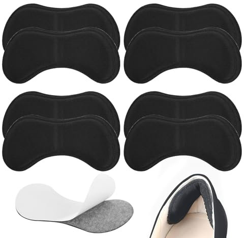 8 Stück Fersenpolster, Fersenpolster Schuhe, Fersenschutz, Fersenkissen Selbstklebende Schuhpolster Aufkleber Komfort Einlegesohlen für Lose und zu Große Schuhe(Schwarz)