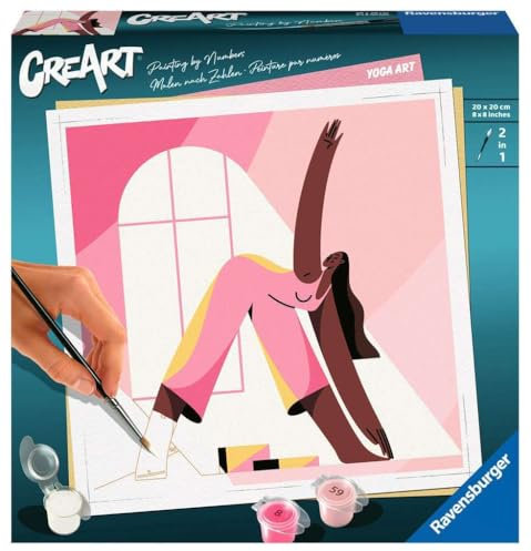 Ravensburger CreArt 23668 - Yoga Kunst - Malen nach Zahlen Erwachsene, DIY Malset mit Pinsel und Acrylfarben, Geschenk für Frauen und Männer, Malen für Erwachsene
