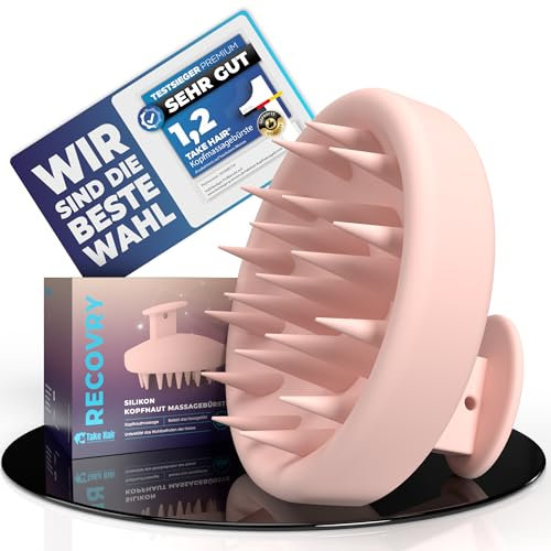 RECOVRY Kopfhaut Massagebürste – 100% Silikon Scalp Massager für Männer & Frauen | Fördert Haarwachstum & Kopfhautpflege | Kopfmassage Bürste, Haarmassagebürsten (Blush Rose)