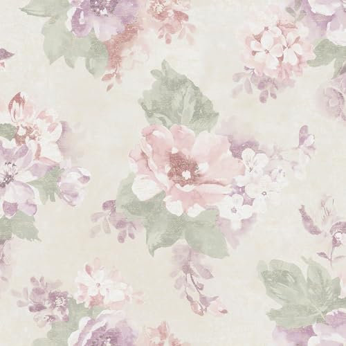 Galerie Country Cottage Purple Vintage Floral Bloom Design Non-Woven Matte Wallpaper Roll