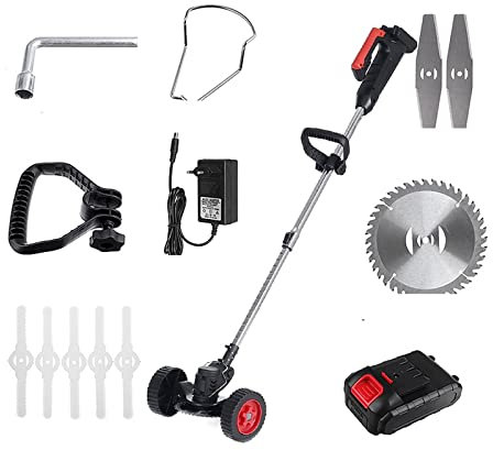 MEIVIYA Taille-Bordures et Coupe-Bordure Tondeuse à Gazon électrique 21V 21000 TR/Min Taille-haie sans Fil Tondeuse à Main réglable Outil électrique de Jardin(1 Battery)