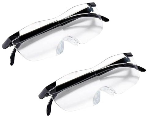 2 Stück Lupenbrille Vergrößerungsbrille auf 160% Vergrößerung Tragbare Leselupen, Anti- Blaulicht Leselupe Big Vision Brillen für Nahes Arbeiten, Lesen, Senioren
