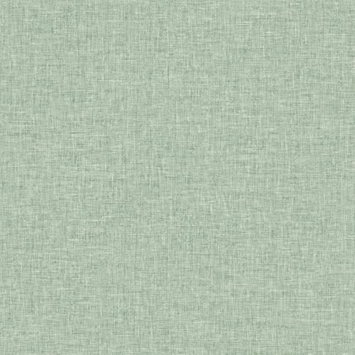 WPE® Sage Green Linen Plain Wallpaper - Subtle Sheen Bounces Light Back Into The Room - Designed to Look Like Fabric - Minimalistic, Calming, Chic Designer Look One Off Unique Trending Shade