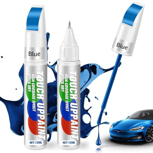 2 Piezas Reparador de Reparador Arañazos Coche 12Ml Azul, 2 en 1 Pluma De Retoque del Coche, Rápida Reparación de Arañazos en Coches para Desconchones de Piedra y Arañazos del Coches