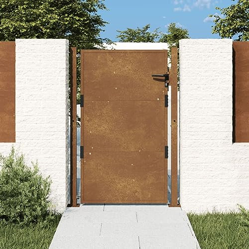 ShGaxin Puerta de jardín Acero corten 105x130 cm, Puertas para Jardin, Puertas De Exterior, Valla Jardín, Rejas para Puertas De Entrada153204