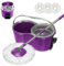 Masthome Seau Essoreur à Pédale et Balai à Franges en Microfibre, Serpillière Magique et Essoreur 360° avec 3 Têtes Serpillère, Balai avec Poignée en Acier Inoxydable à 4 Sections,Violet