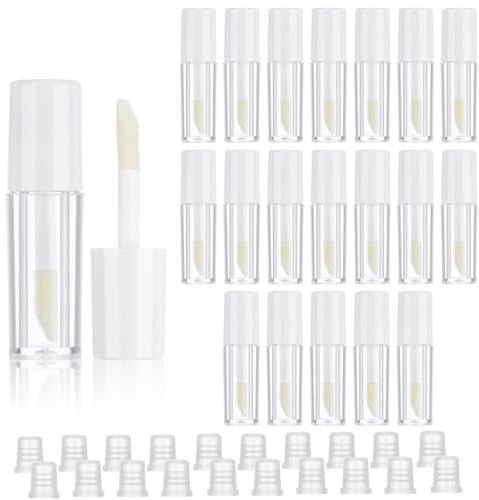 20 Stück Lipgloss Behälter, Durchsichtige Leere Tuben zum Befüllen, 1.2ml Leere Lippenstifthülsen Tube, Kosmetik Behälter, Lipgloss Tuben für Lipgloss Kosmetik Make-up (Weiß)