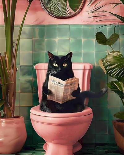 Qianbaiuk Malen Nach Zahlen Erwachsene Katze-Malen Nach Zahlen Erwachsene schwarze Katze DIY Acrylpigment für Art Home Decor(16x20 Zoll)