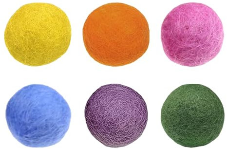Guyode 6 Stück Katzenspielzeug Katzenball Interaktives Filzkugeln Natürlicher Wolle Katzen Zubehör, Pompons zum Basteln, Ballspielspielzeug Plüschspielzeugbälle Geschenke für Katzen (6 Farben)