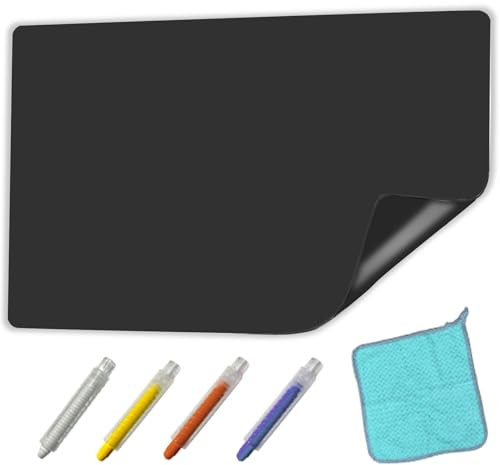 WEINIDASI Lámina Magnética de Pizarra Negra, Superficie Autoadhesiva para Pared, con Tecnología Anti-manchas, Pizarra Borrable - Dibujo Infantil, Escuela, Oficina, Hogar
