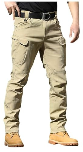 Pantalon Tactique Homme Pants De Work Élégants Multi-Poches Étirables pour Hommes, Pantalon Cargo Homme (Beige,3XL)